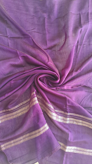 Assamese Handloom Peach Saree with Violet Contrast Blouse Online