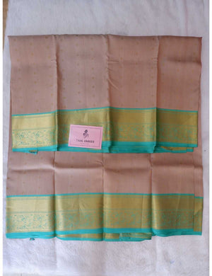 Sandal and Green Pure Silk Saree Online