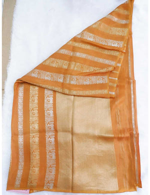 Mustard Zari Weaving Saree Inspired by Nita Ambani Online