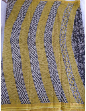 Black Kota Doria Saree with Mustard Border Online