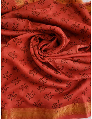 Maheshwari Salmon Red Saree Online