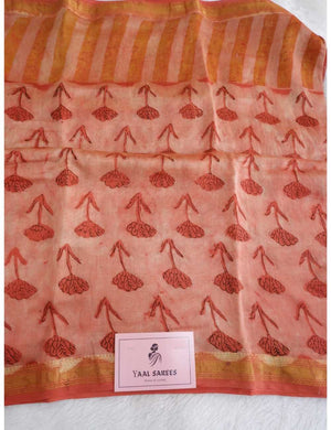 Maheshwari Salmon Red Saree Online