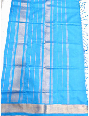 Green Silk Cotton Saree with Gold Zari Border Online