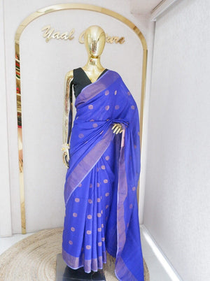 Blue Matka Silk Saree with Coin Butta Online