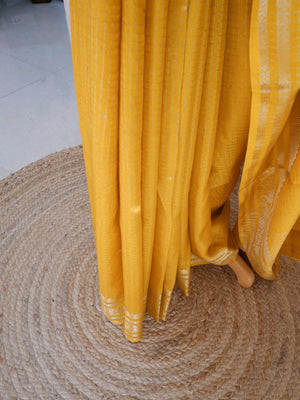Assamese Handloom Mustard Saree with Violet Contrast Blouse Online