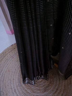 Assamese Handloom Black Saree with Red Contrast Blouse Online