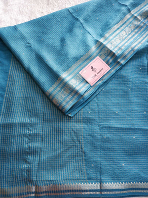 Assamese Handloom Persian Green Saree with Pink Contrast Blouse Online