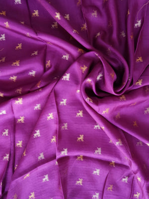 Assamese Handloom Pink Saree with Violet Contrast Blouse Online