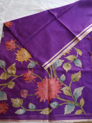 Purple fabric with floral patterns