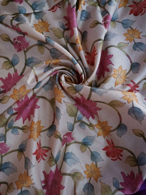 Floral patterned fabric with colorful flowers