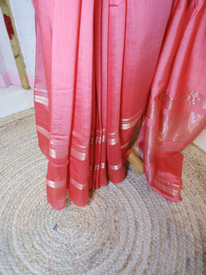 Assamese Handloom Peach Saree with Violet Contrast Blouse Online