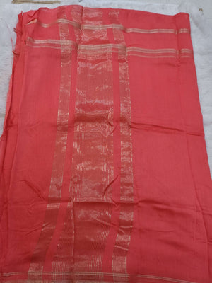 Assamese Handloom Peach Saree with Violet Contrast Blouse Online