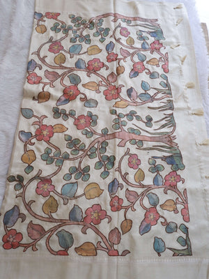 Semi Tusser Silk Saree with Applique Work Checks Design Online