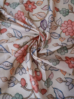 Semi Tusser Silk Saree with Hibiscus Applique Work Online