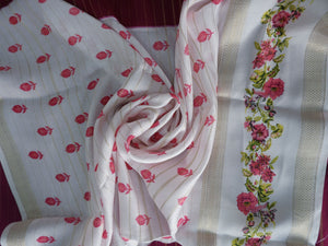 Elegant Maroon & White Saree Online