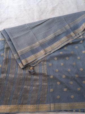 Steel Blue Tissue Half and Half Saree Online