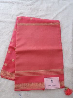 Pink saree with gold border