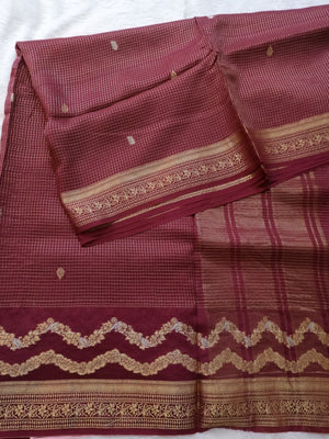 Maroon saree with gold border