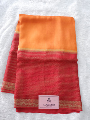 Red Crepe Saree with Check Pattern Online