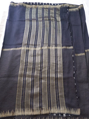 Black Crepe Saree with Check Pattern Online