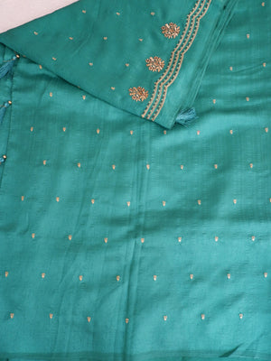 Green Silk Saree with Embroidery Work Online