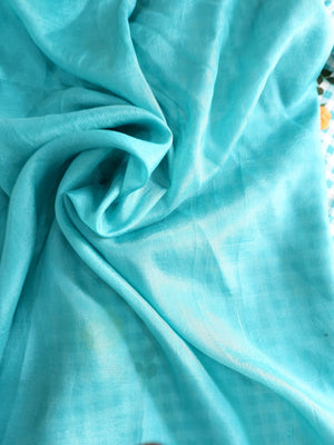 Checks Mangalagiri Mint Blue Saree with Digital Print Online