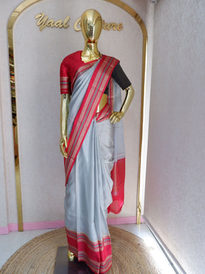 Grey Warm Silk Saree with Gadwal Border Online