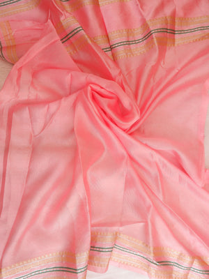 Maroon Warm Silk Saree with Baby Pink Gadwal Border Online