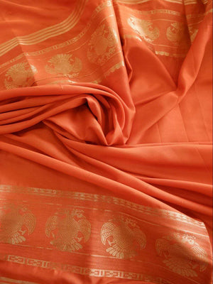 Lightweight Semi Mysore Silk Saree onion pink with Orange Blouse Online