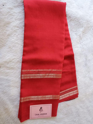 Traditional Assamese Red Saree with Contrast Violet Blouse Online
