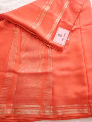 Assamese Handloom Orange Saree with Pink Contrast Blouse Online