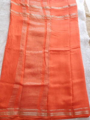 Assamese Handloom Orange Saree with Pink Contrast Blouse Online