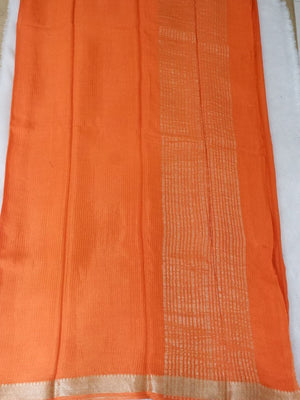Chinnon Lines Orange Saree with Pink Blouse Online