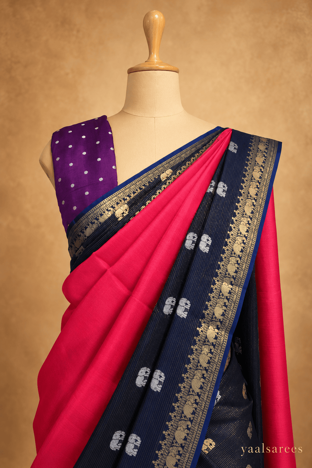 Tissue Saree with Elephant Zari Border – Royal Traditional Elegance