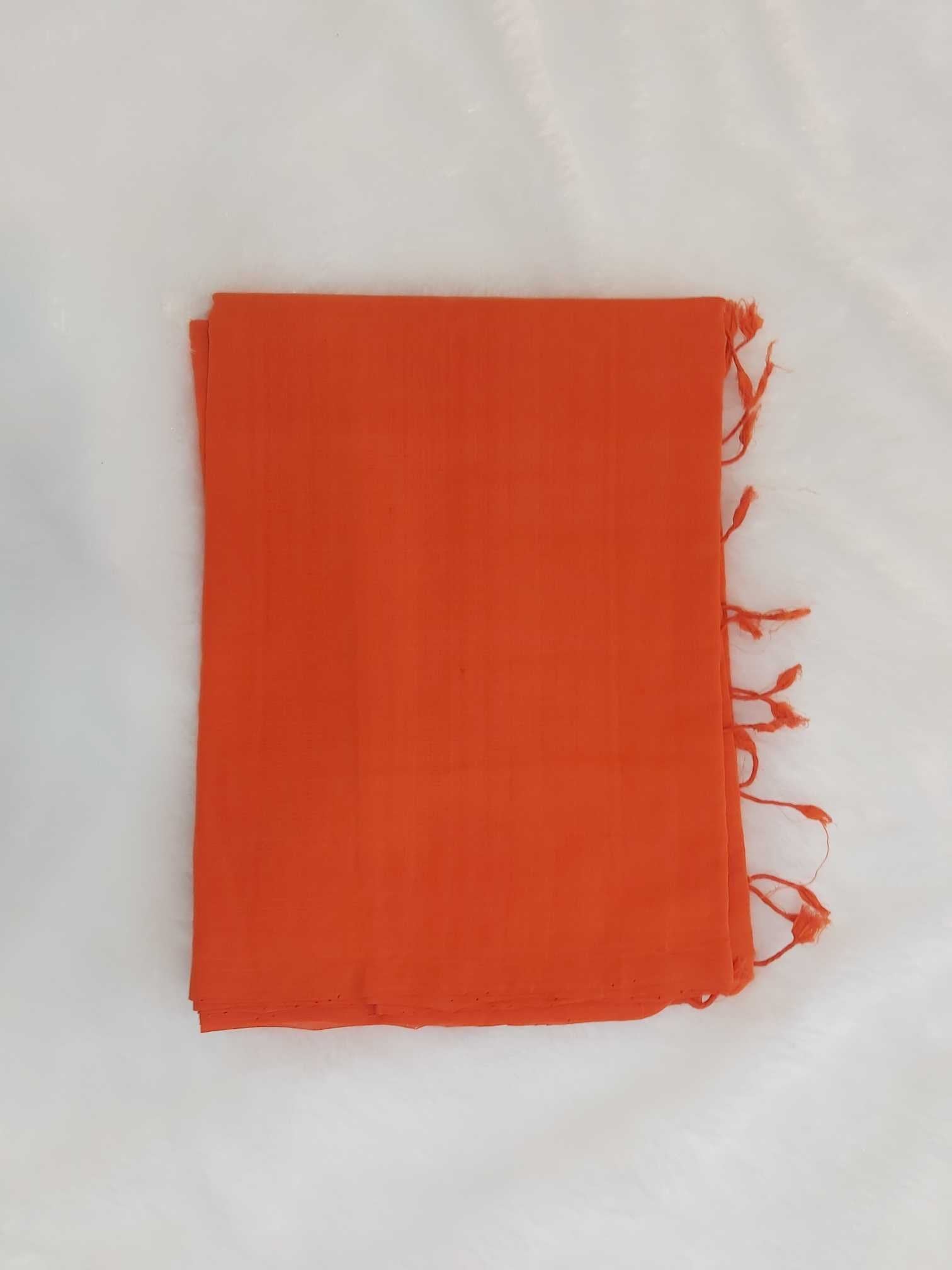Mangalgiri Plain Cotton Saree Orange