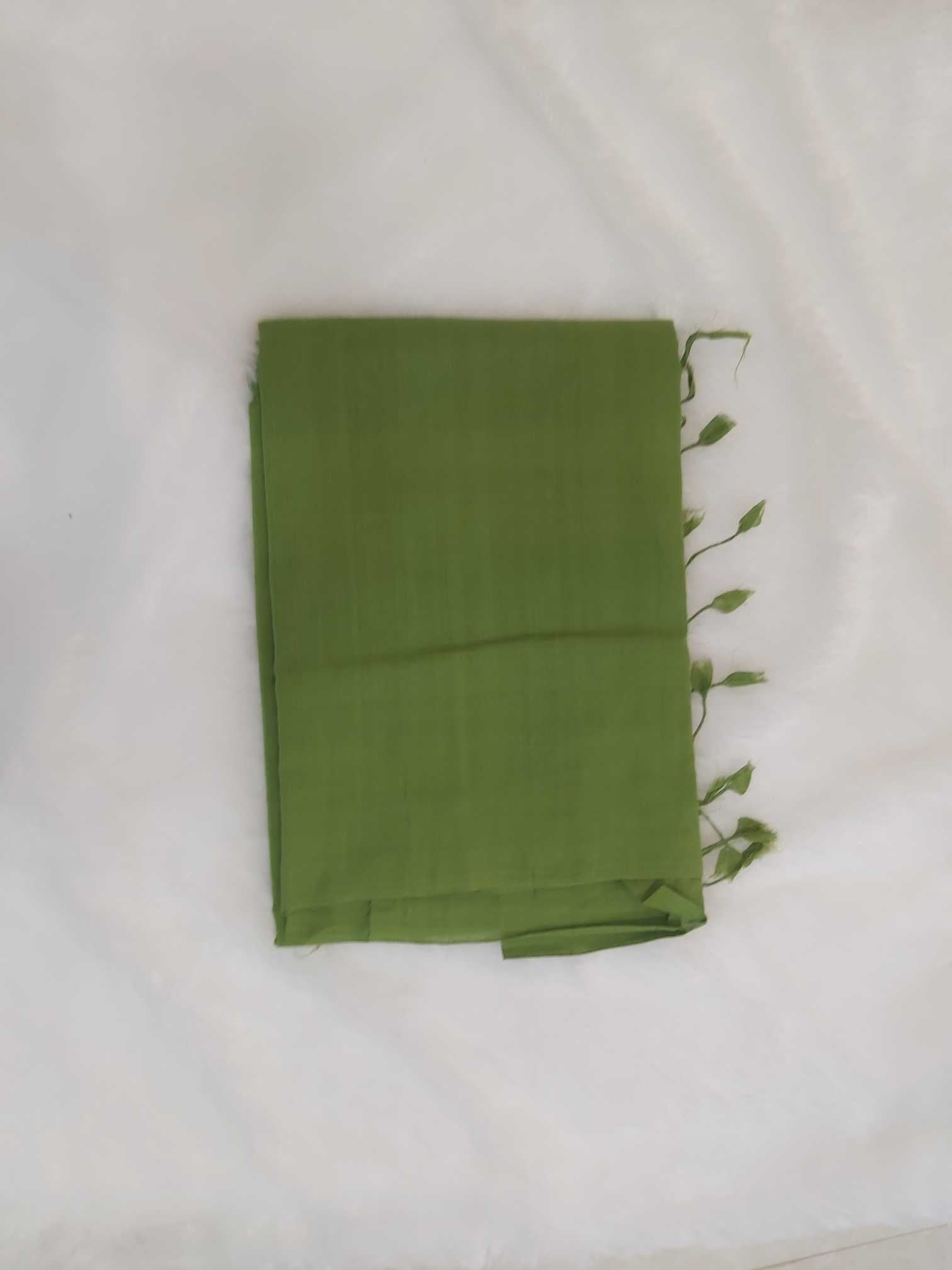 Mangalgiri Plain Cotton Saree Green
