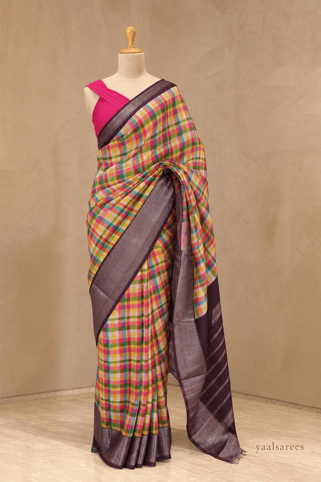 Mangalgiri Multicolour Big Checks Saree