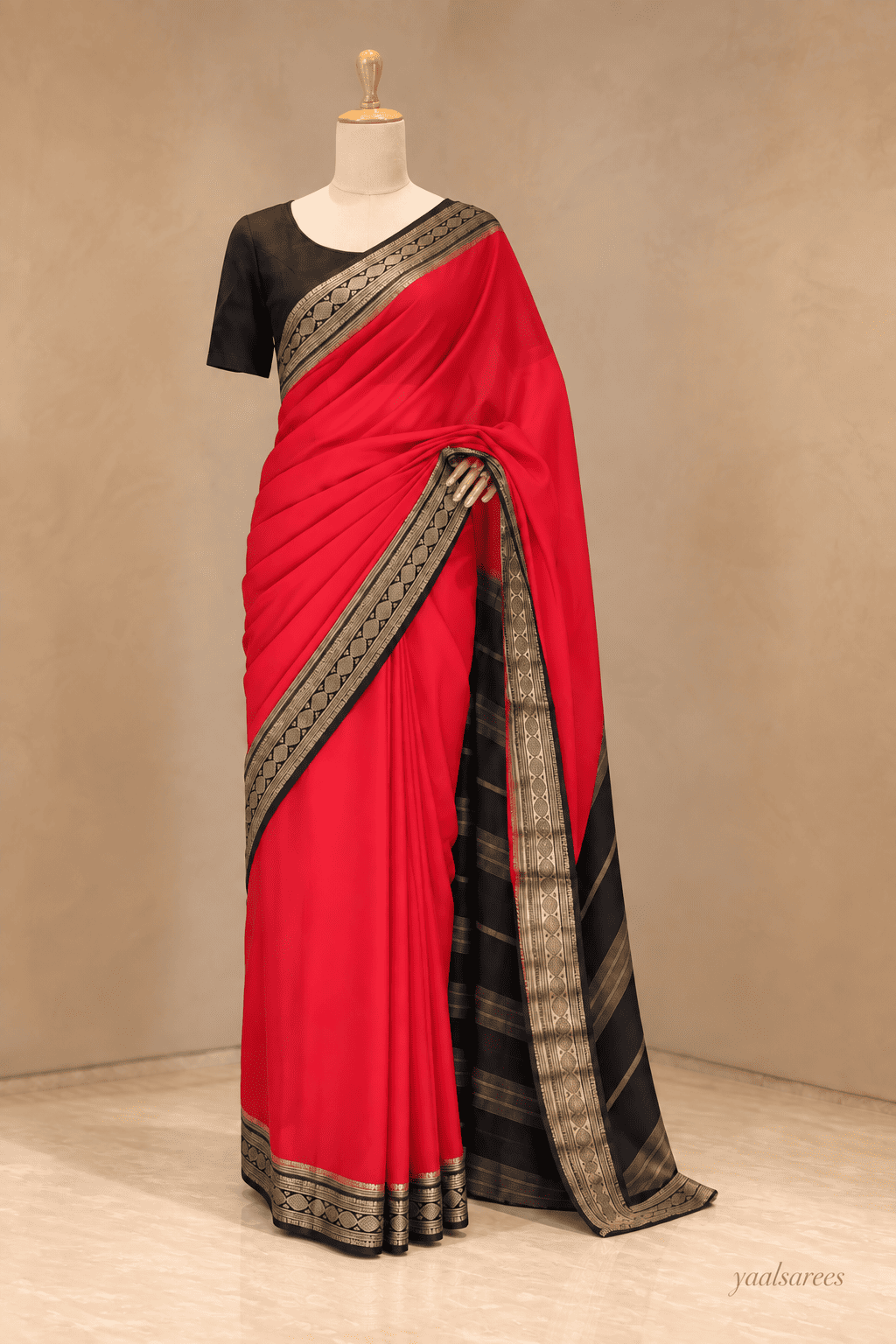 Semi Mysore Crepe Silk Saree in Red – Elegant Ethnic Wear
