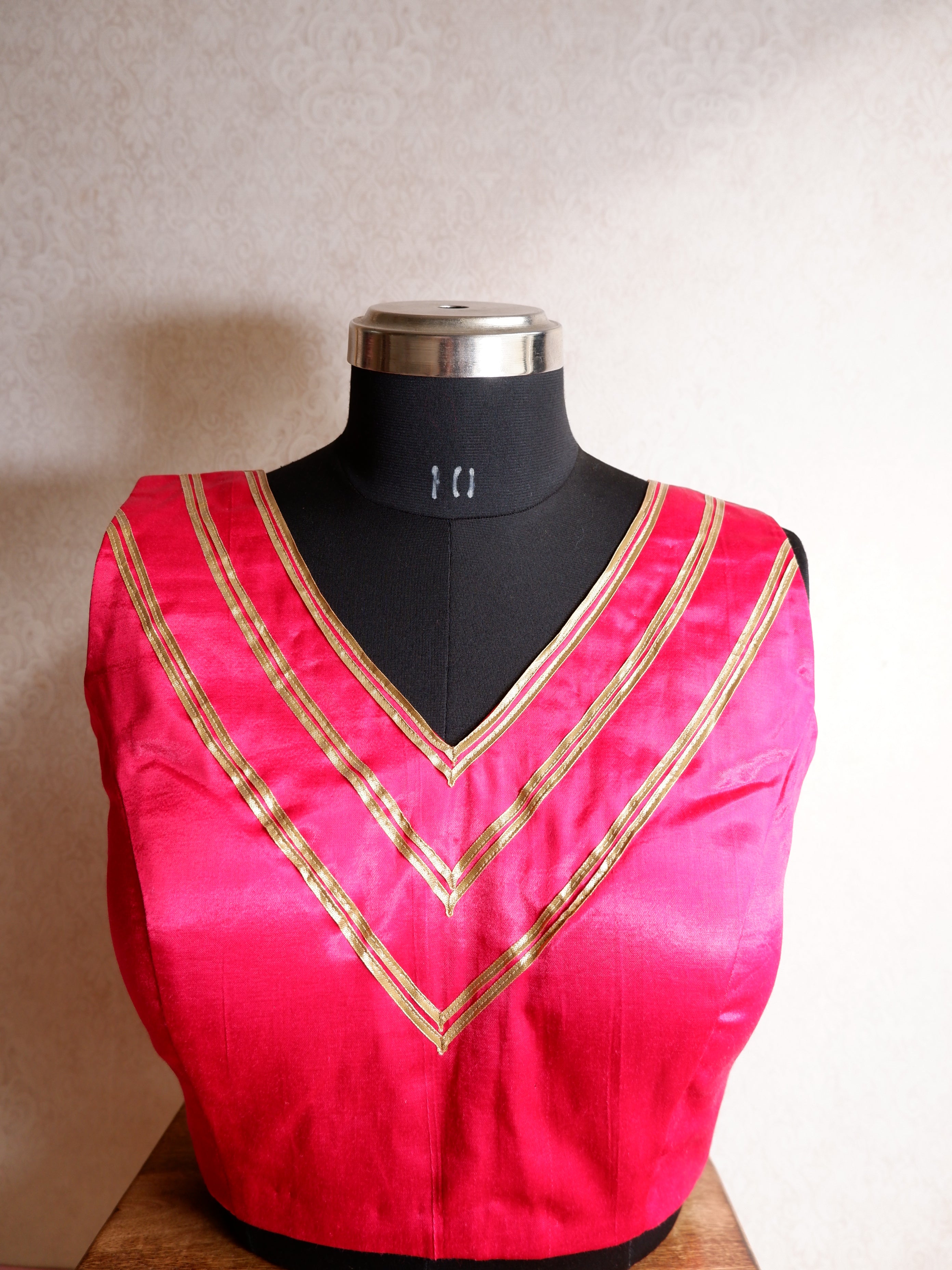 Pink blouse with Gota lace  blouse