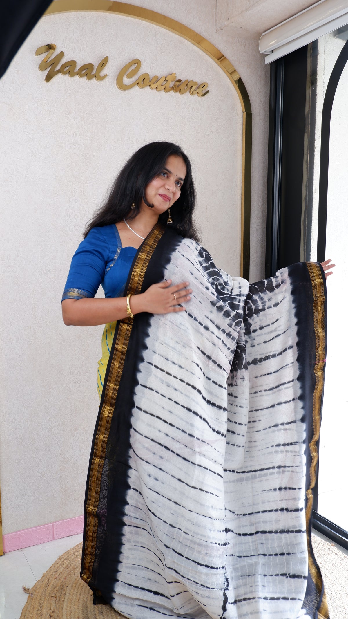 Maheshwari Silk Cotton White And Black Border