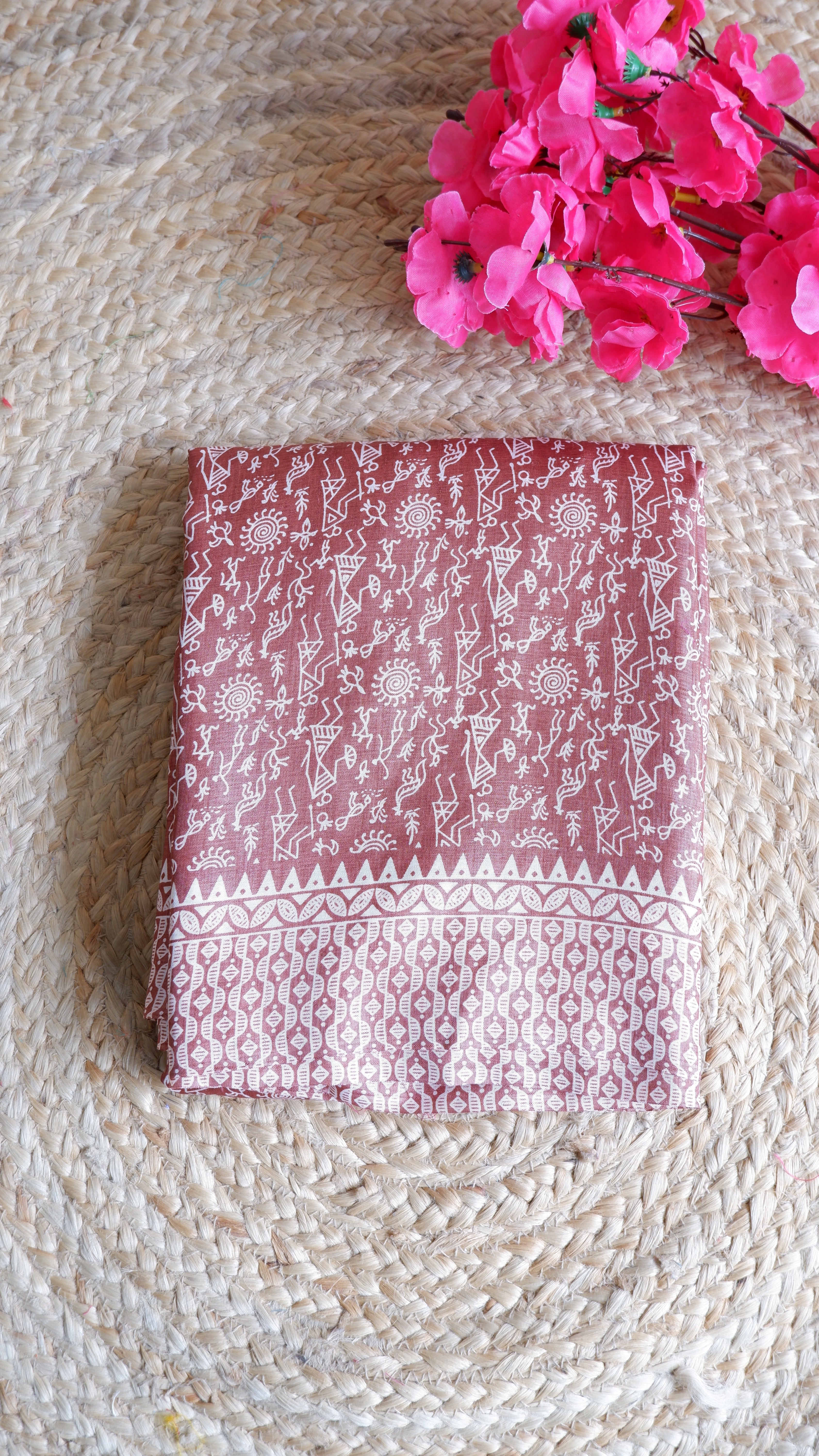 Soft Crepe Silk Saree with Artistic Warli Print Design