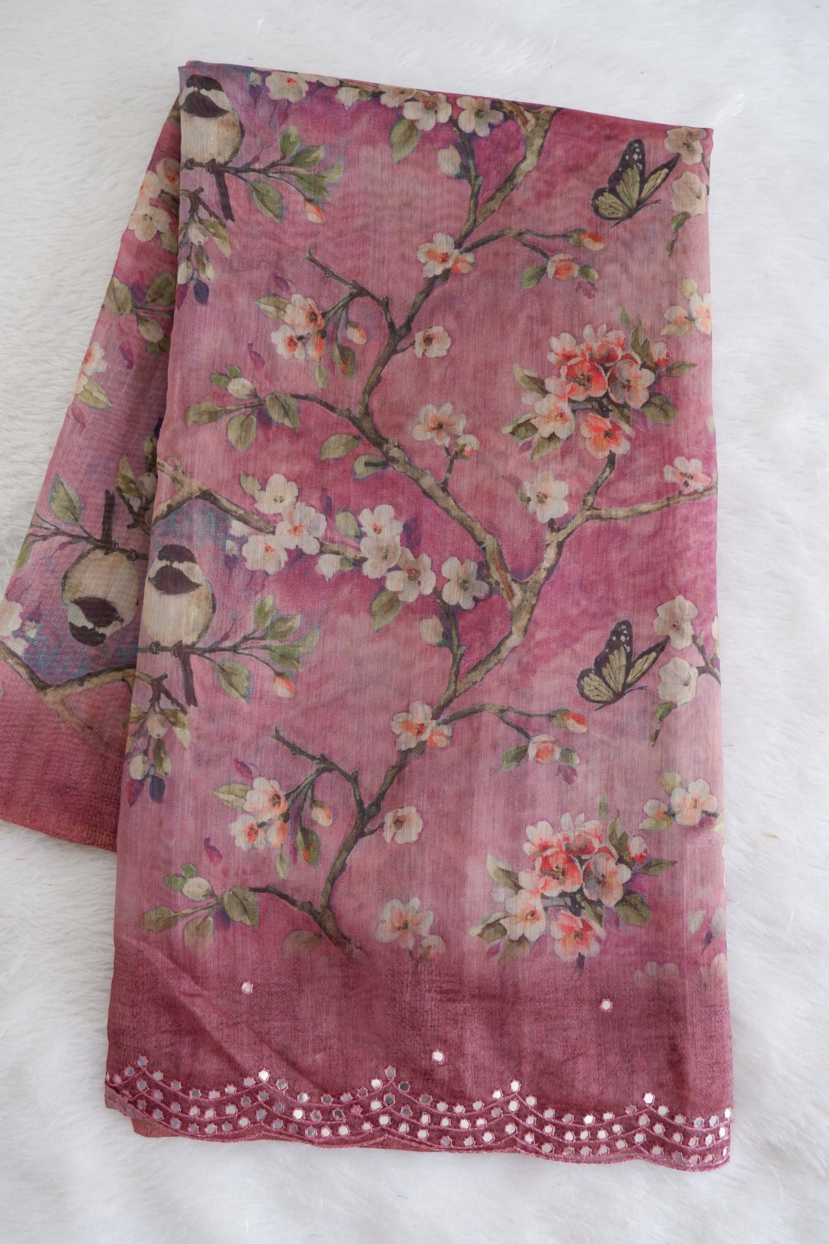 Chanderi Saree with Mirror Work | Elegant Festive Saree