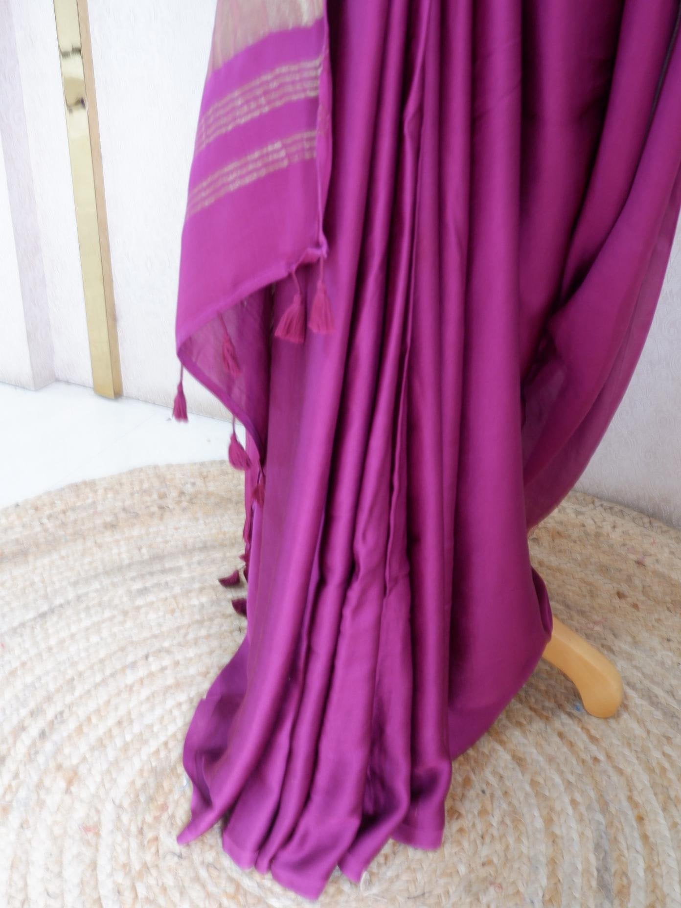 Modal Plain Saree Purple