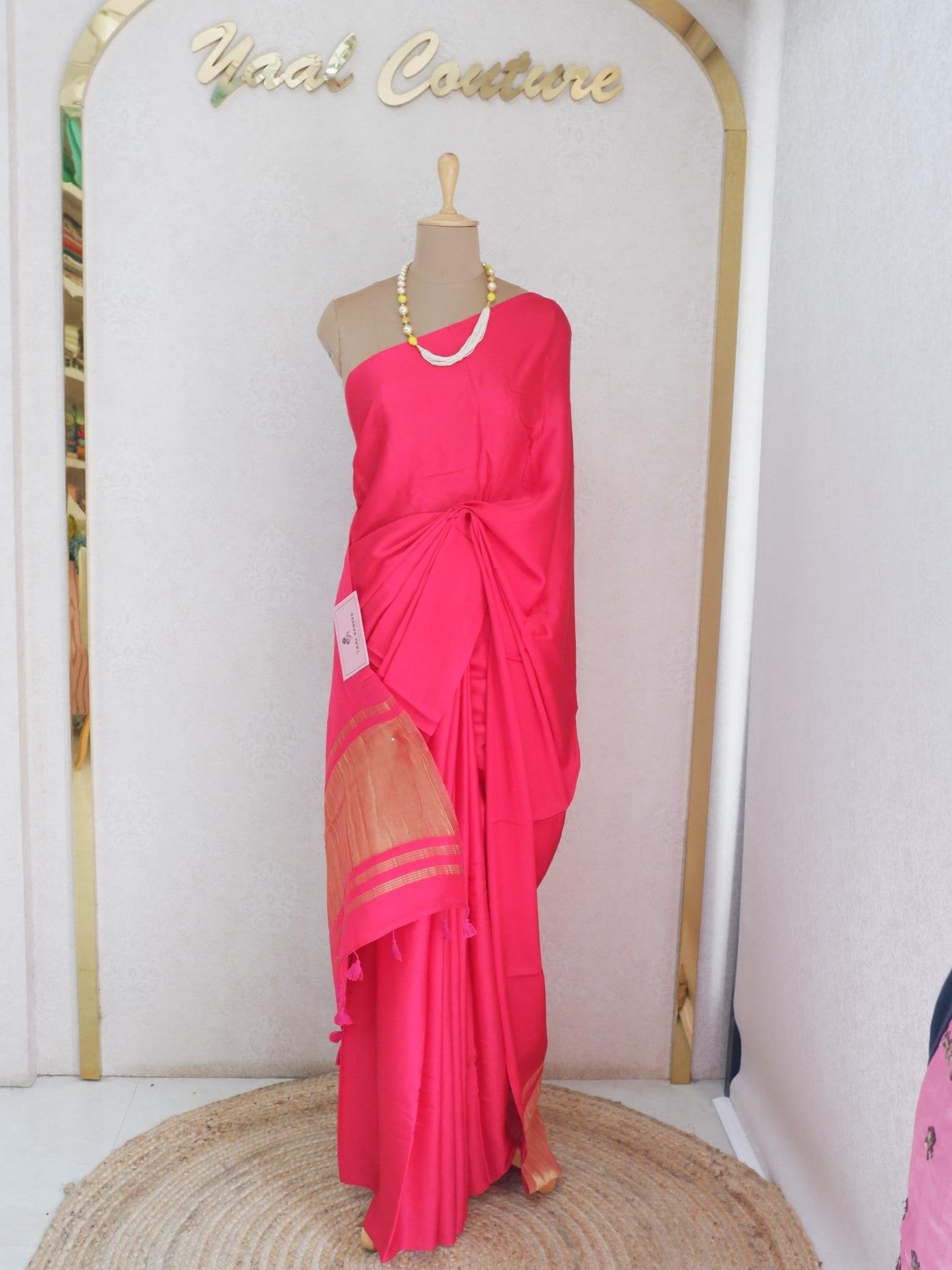 Modal Plain Saree Pink