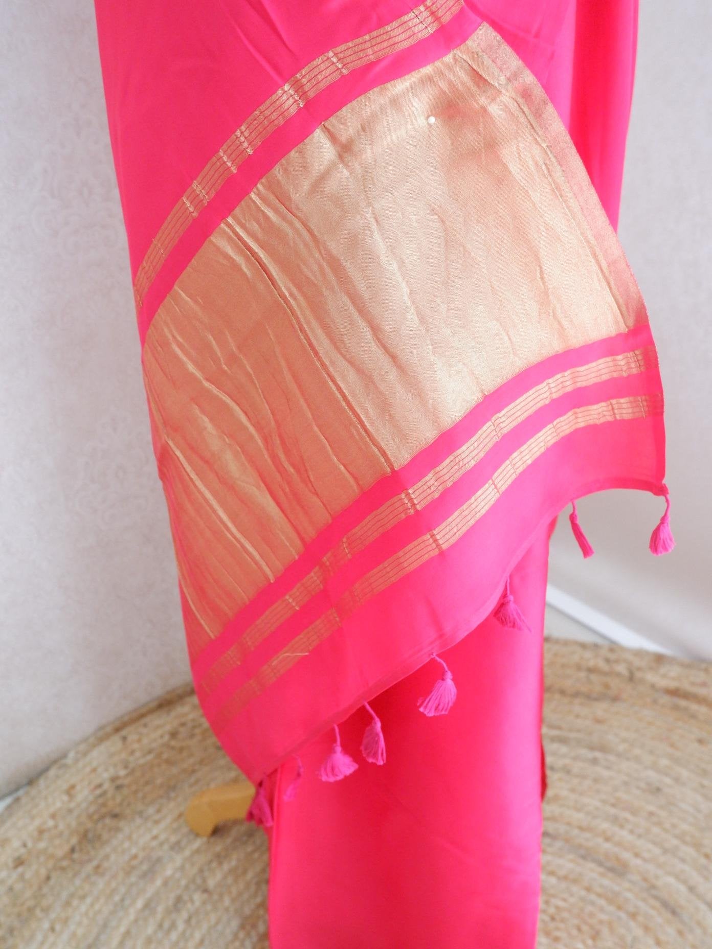 Modal Plain Saree Pink