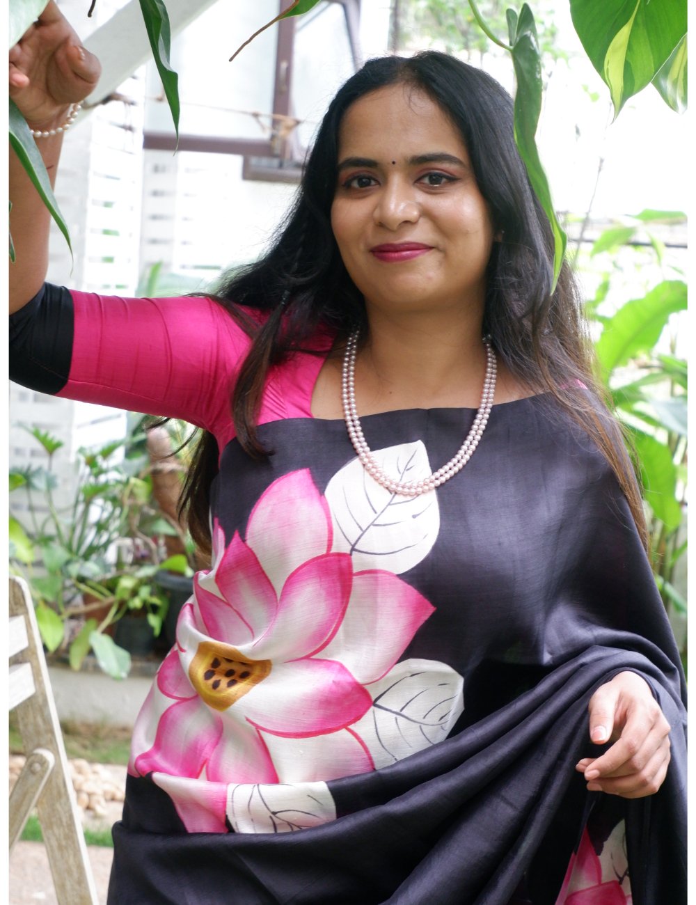 Black Hand-Painted Bishnupuri Silk Saree