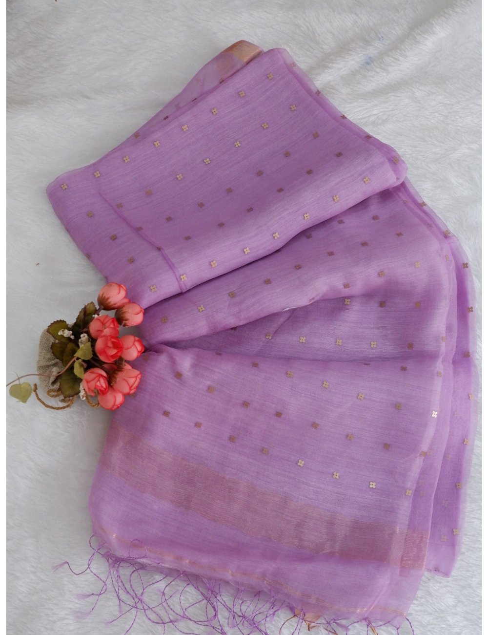 Muslin Saree with Sequence Weaving Lavender