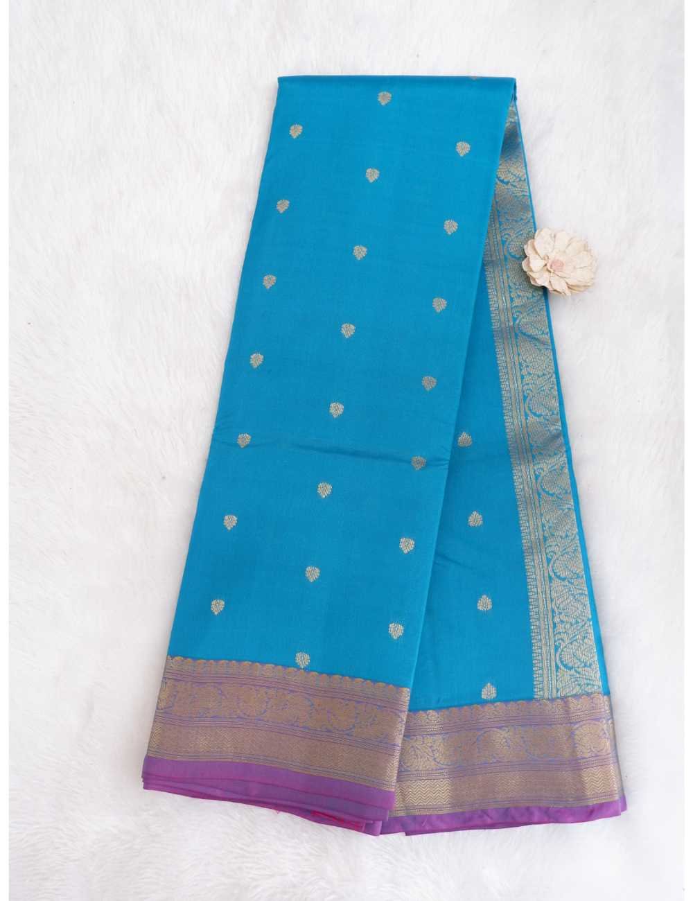 Rama Blue & Purple Pure Silk Saree