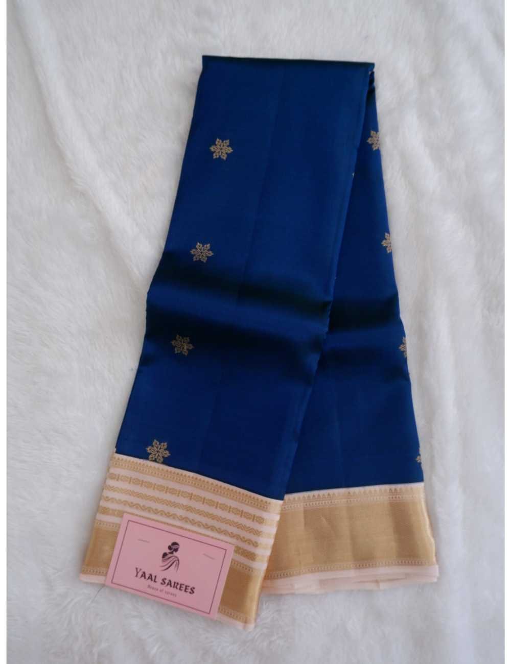 Ink Blue & Baby Pink Pure Silk Saree