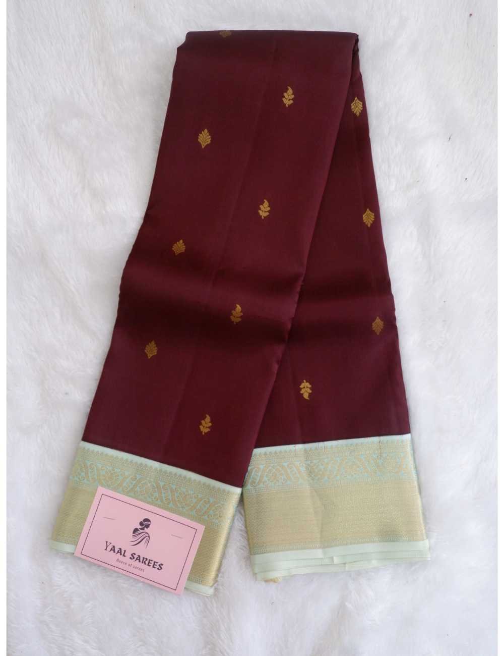 Coffee Brown & Pista Green Pure Silk Saree